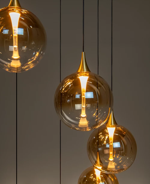 Lucide GISELA - Suspension - Ø 61 cm - LED Dim. - 12x3,5W 2700K - Ambre | Premium - ambiance 2